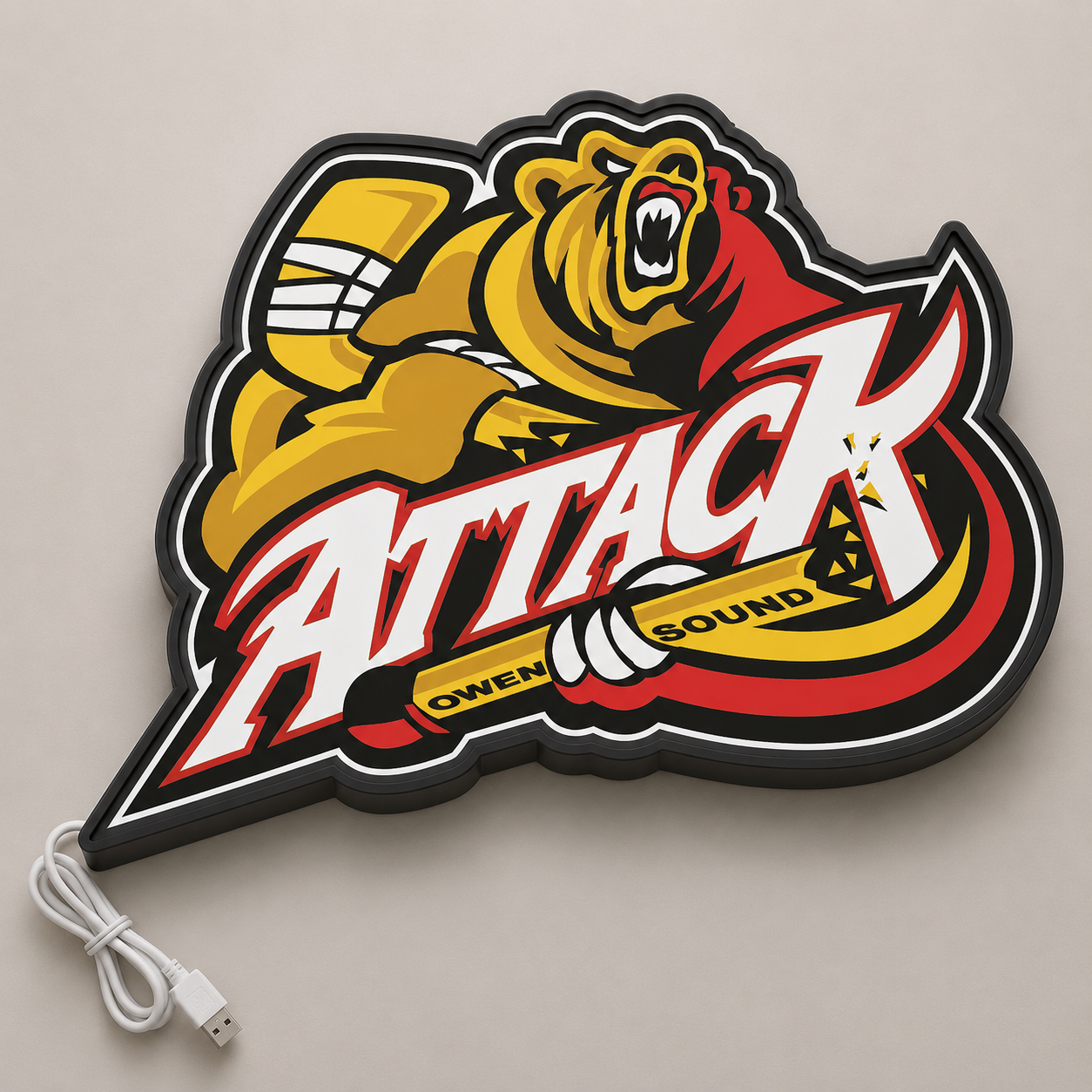 Owen Sound Attack LED Sign shown in daylight