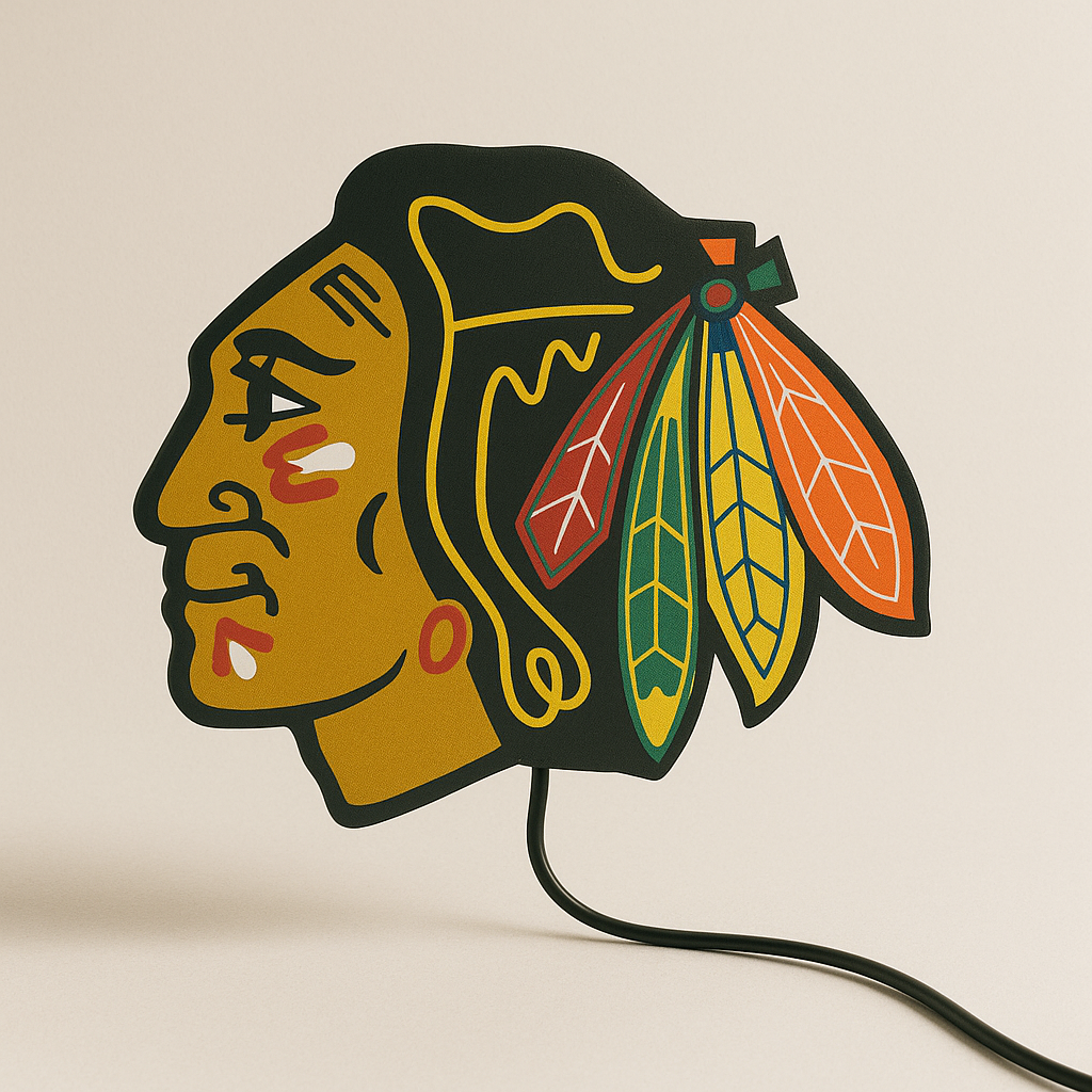 Chicago Blackhawks LED Sign shown in daylight