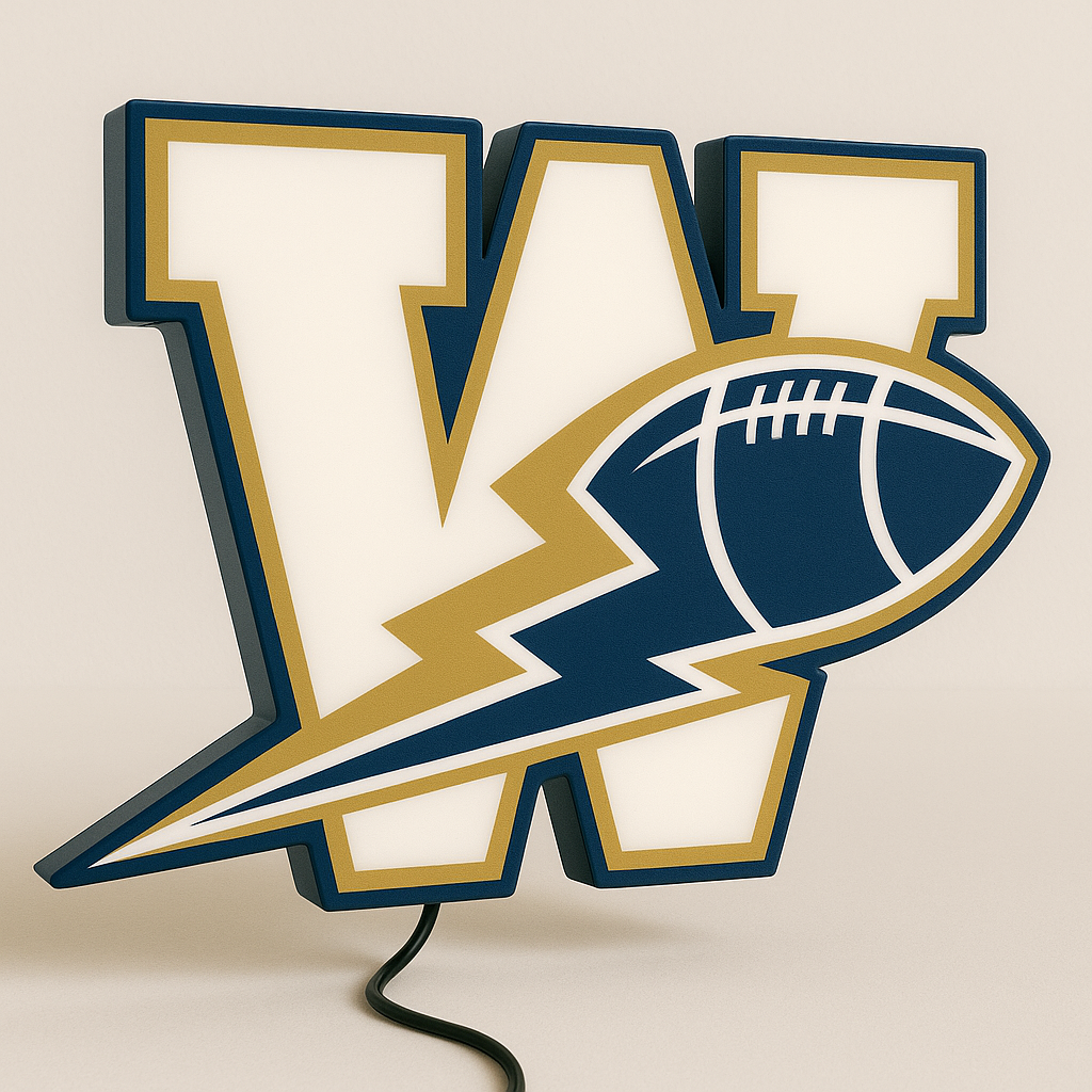 Winnipeg Blue Bombers Retro LED Sign shown in daylight