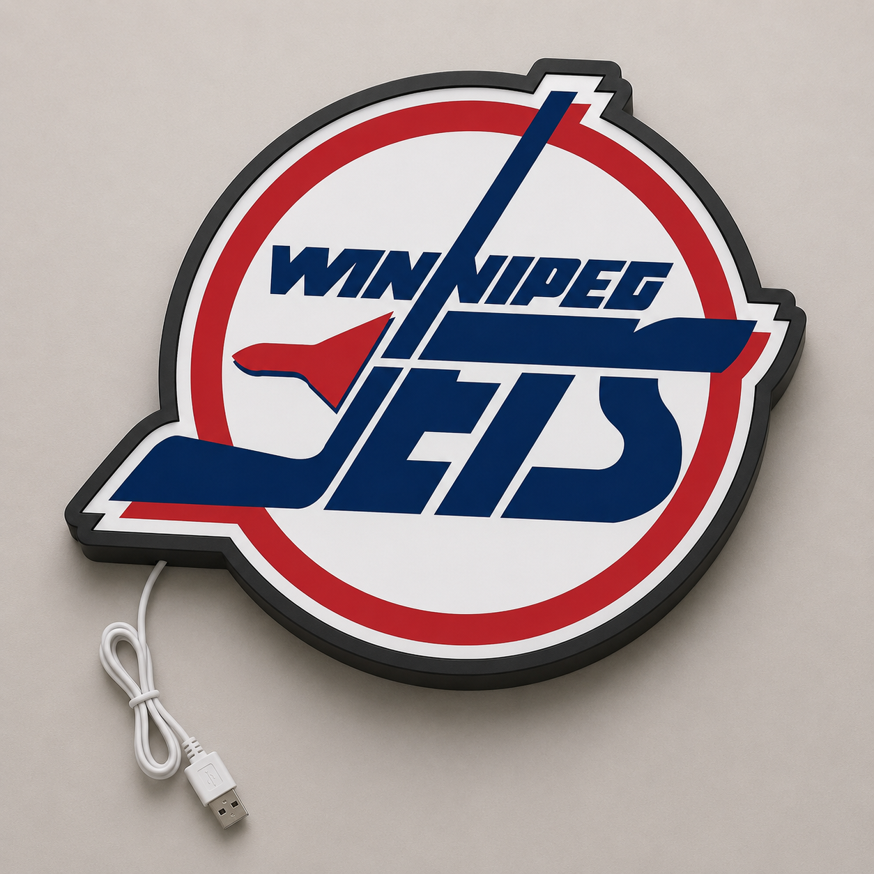 Winnipeg Jets Retro LED Sign shown in daylight