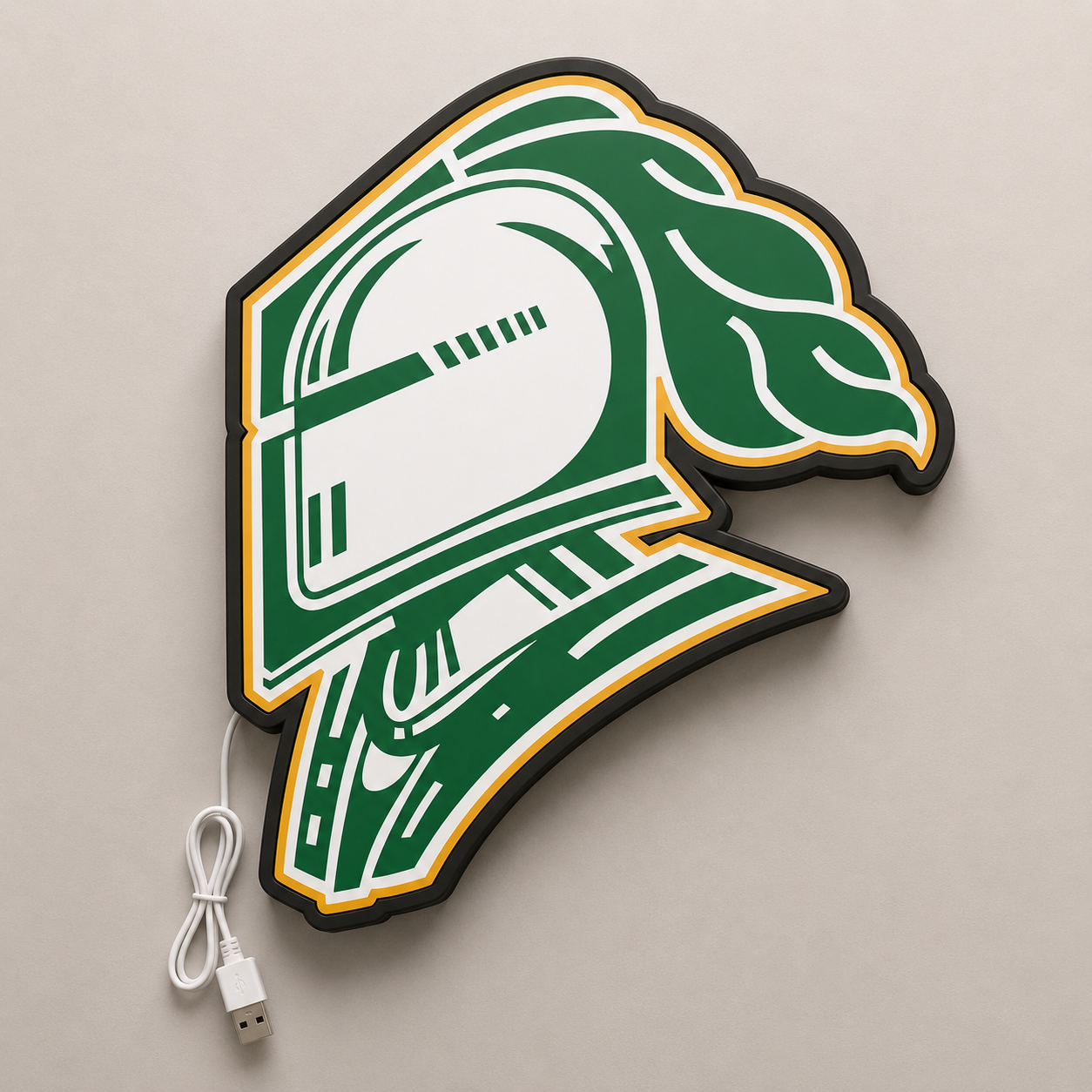 London Knights LED Sign with green-and-gold crest shown in daylight