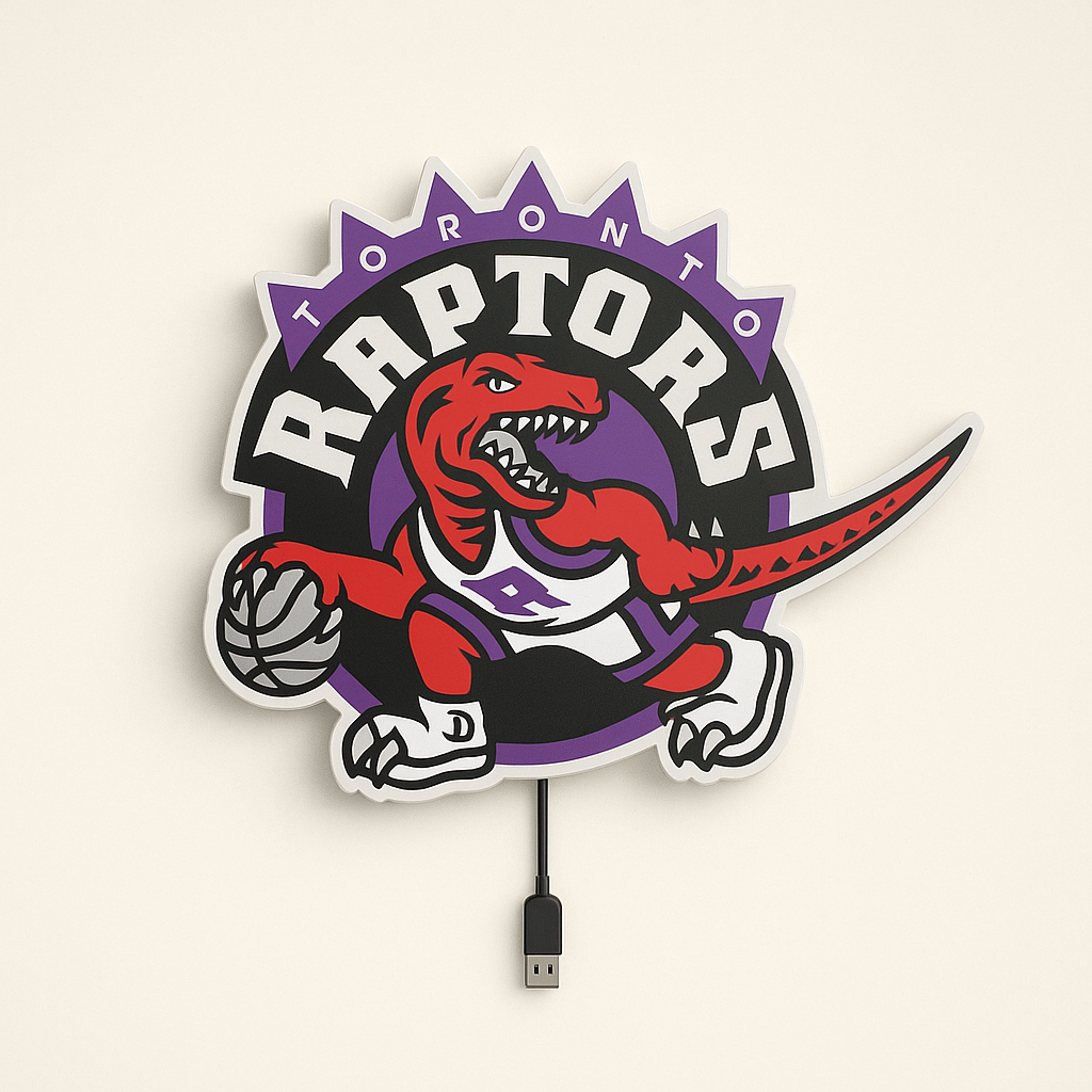 Toronto Raptors Retro LED Sign shown in daylight