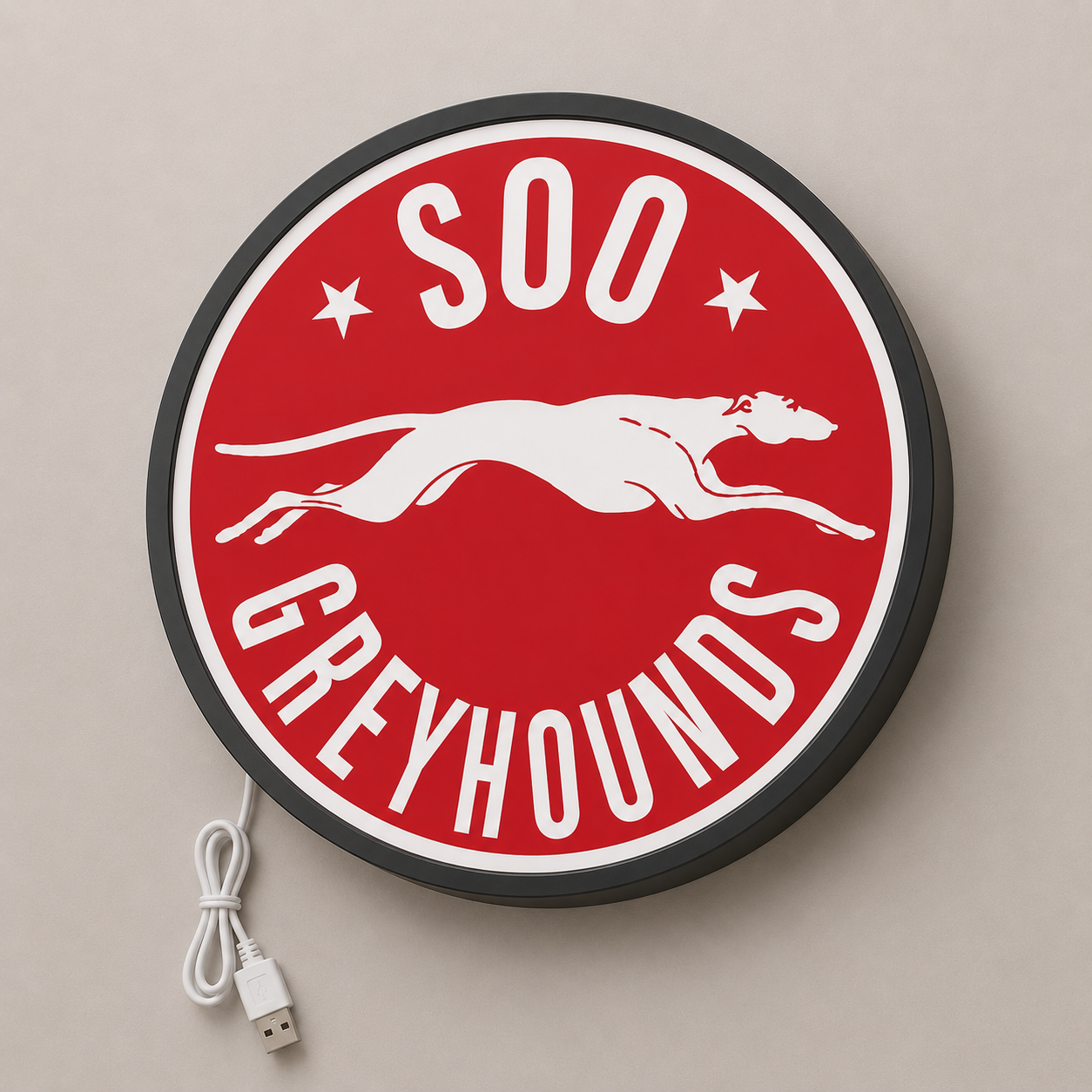 Sault Ste. Marie Greyhounds LED Sign shown in daylight