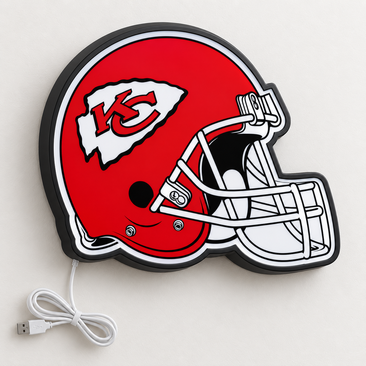 Kansas City Chiefs Helmet LED Sign shown in daylight