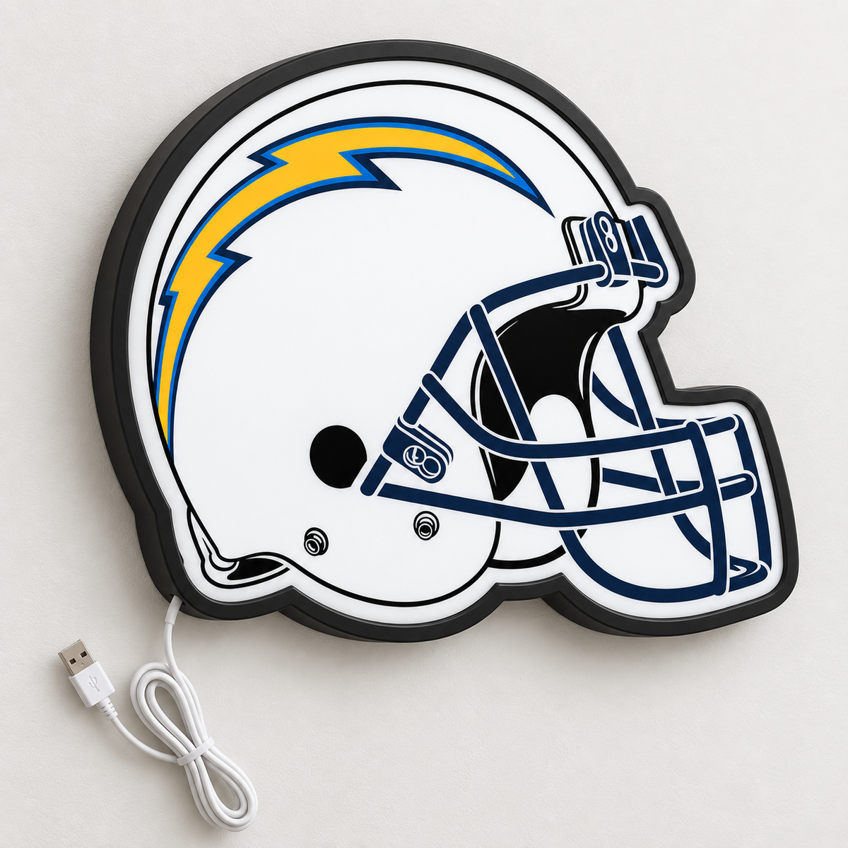 Los Angeles Chargers Helmet LED Sign shown in daylight