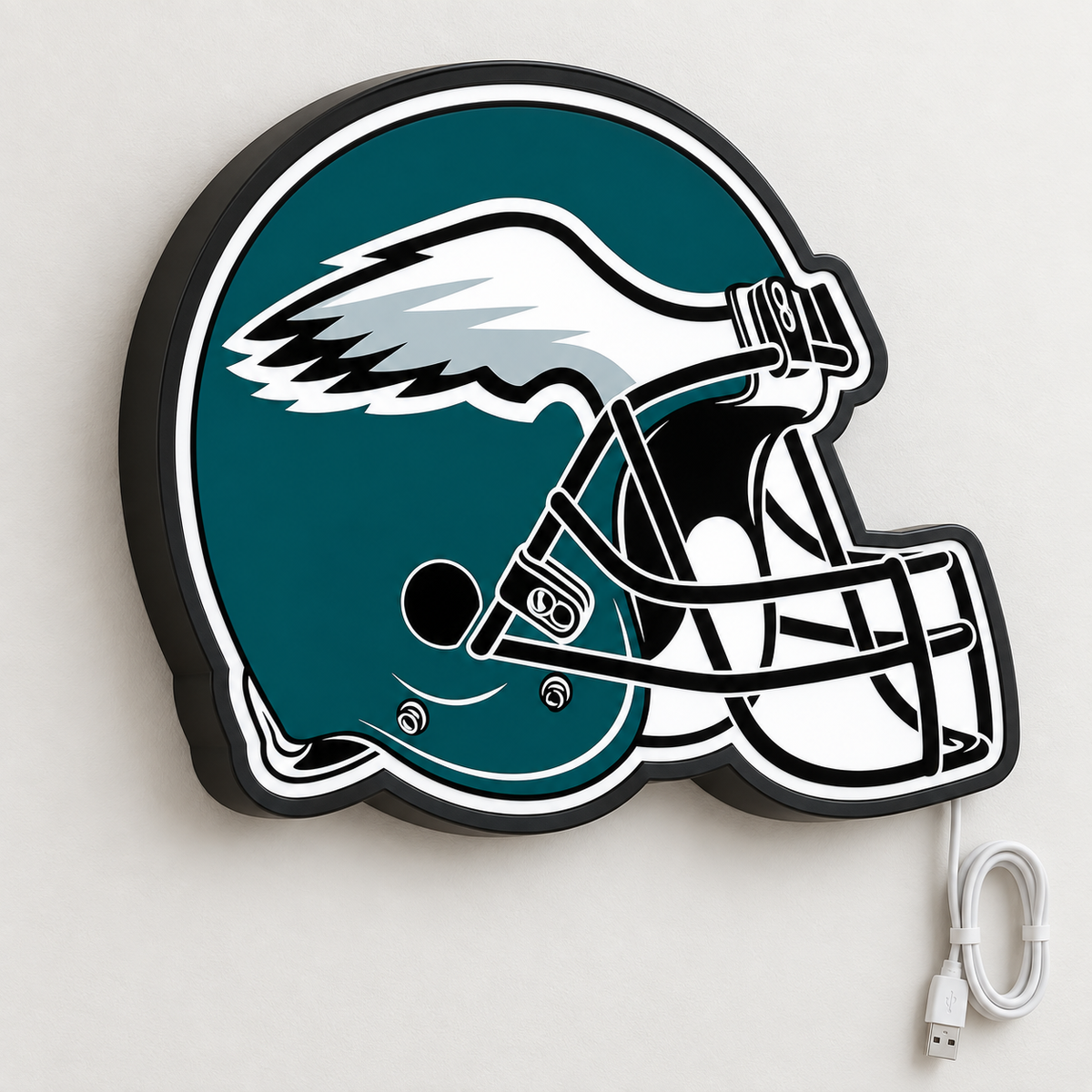 Philadelphia Eagles Helmet LED Sign shown in daylight