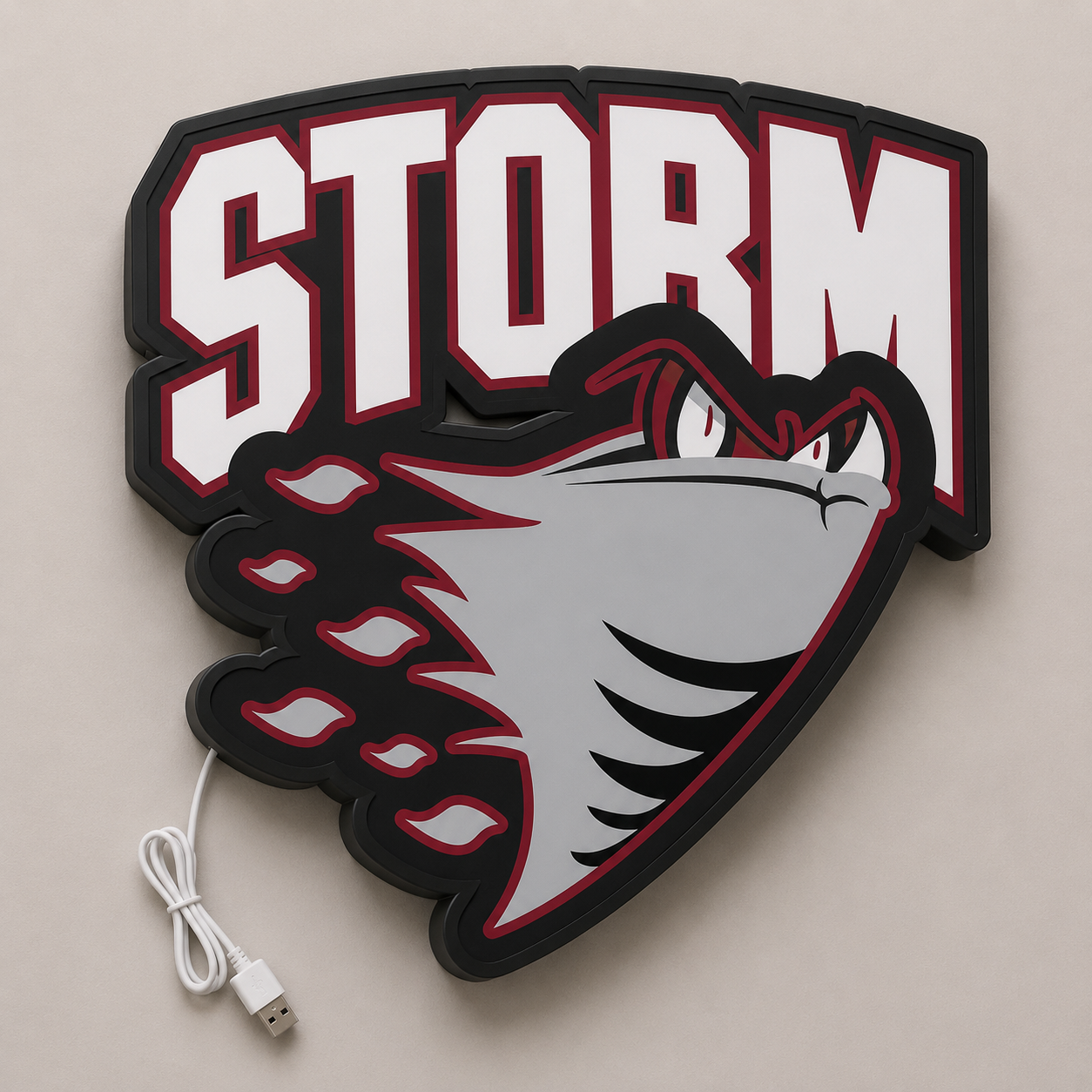Guelph Storm 90s Retro LED Sign shown in daylight