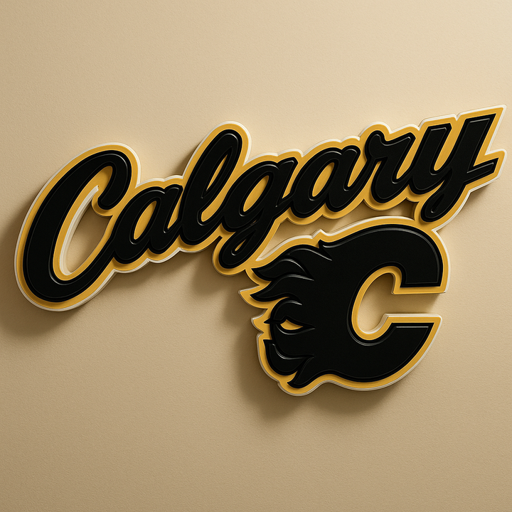 Calgary Flames Wordmark 3D Plaque
