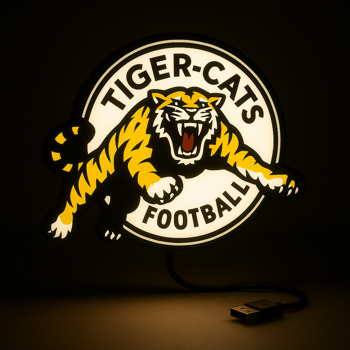 Illuminated Hamilton Tiger-Cats LED Sign with leaping tiger artwork