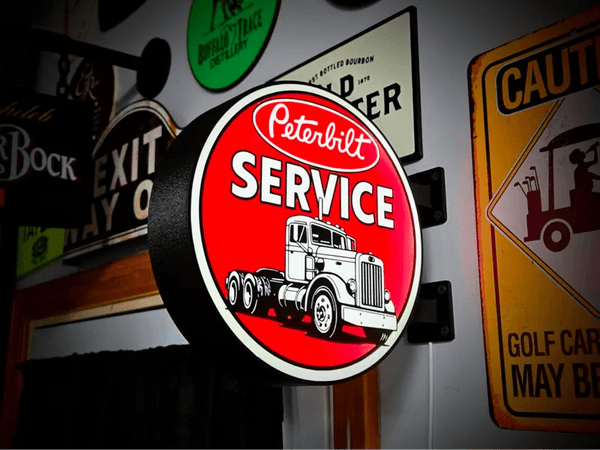 Vintage Peterbilt Double Sided Gas Station Light - Sign Guy