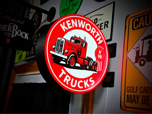 Vintage Kenworth Trucks Double Sided Gas Station Light - Sign Guy