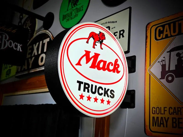 Vintage Mack Trucks Double Sided Gas Station Light - Sign Guy