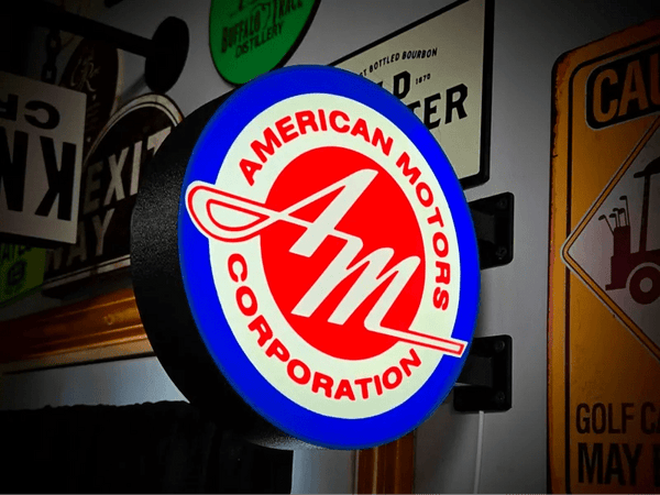 Vintage American Motors Double Sided Gas Station Light - Sign Guy