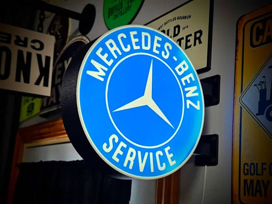 Vintage Mercedes - Benz Double Sided Gas Station Light - Sign Guy