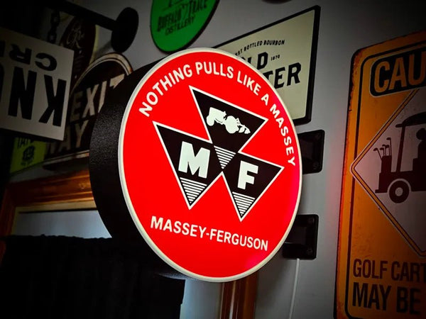 Vintage Massey Ferguson Double Sided Gas Station Light - Sign Guy