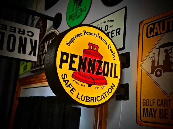 Vintage Pennzoil Double Sided Gas Station Light - Sign Guy
