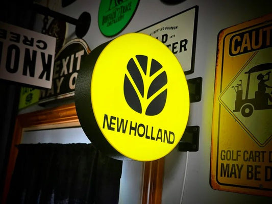 Vintage New Holland Double Sided Gas Station Light - Sign Guy