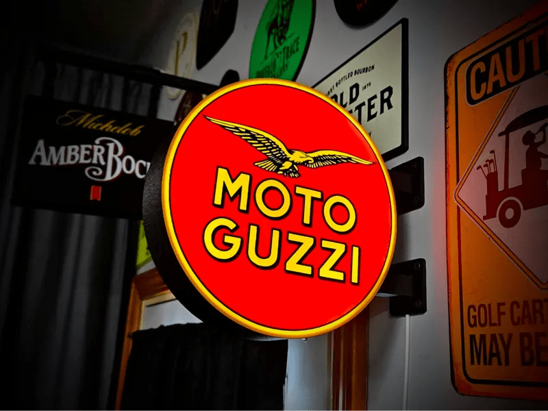 Moto Guzzi Double Sided Gas Station Light - Sign Guy