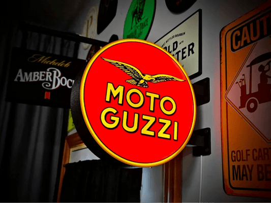 Moto Guzzi Double Sided Gas Station Light - Sign Guy