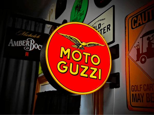 Moto Guzzi Double Sided Gas Station Light - Sign Guy