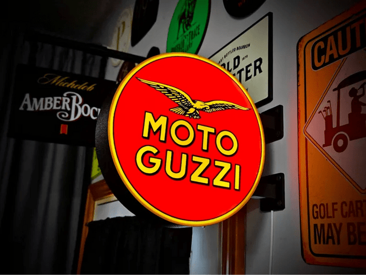 Moto Guzzi Double Sided Gas Station Light - Sign Guy
