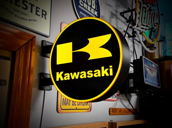 Kawasaki Double Sided Gas Station Light - Sign Guy