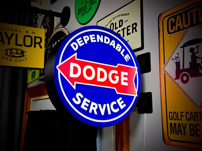 Vintage Dodge Service Double Sided Gas Station Light - Sign Guy