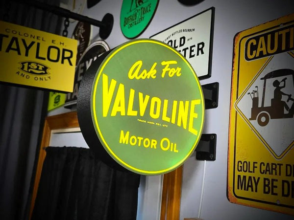 Vintage Valvoline Double Sided Gas Station Light - Sign Guy