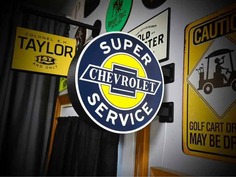 Vintage Chevrolet Service Double Sided Gas Station Light - Sign Guy