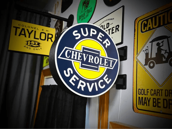Vintage Chevrolet Service Double Sided Gas Station Light - Sign Guy