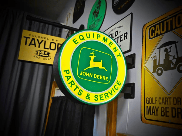 Vintage John Deere Double Sided Gas Station Light - Sign Guy