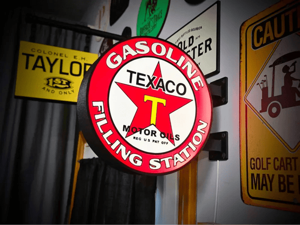 Vintage Texaco Gasoline Double Sided Gas Station Light - Sign Guy