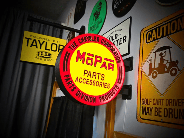 Vintage Mopar Parts Double Sided Gas Station Light - Sign Guy