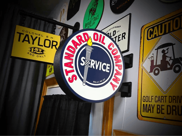 Vintage Standard Oil Double Sided Gas Station Light - Sign Guy