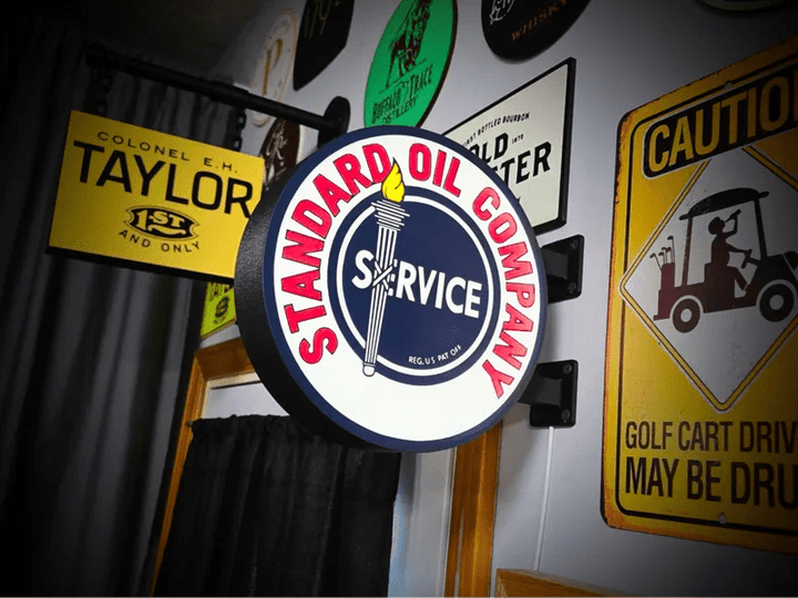 Vintage Standard Oil Double Sided Gas Station Light - Sign Guy
