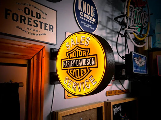 Vintage Harley-Davidson Double Sided Gas Station Light