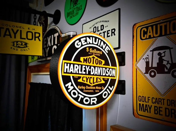 Vintage Harley - Davidson Motor Oil Double Sided Gas Station Light - Sign Guy