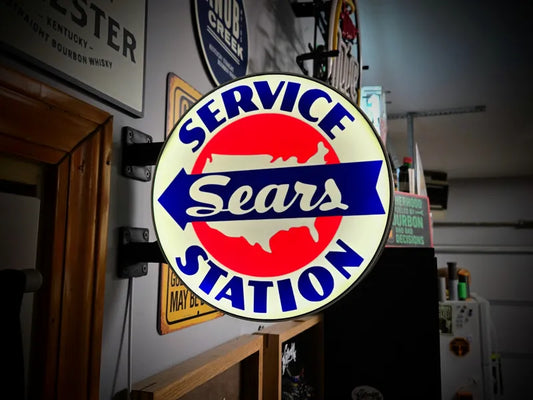 Vintage Sears Service Station Double Sided Gas Station Light