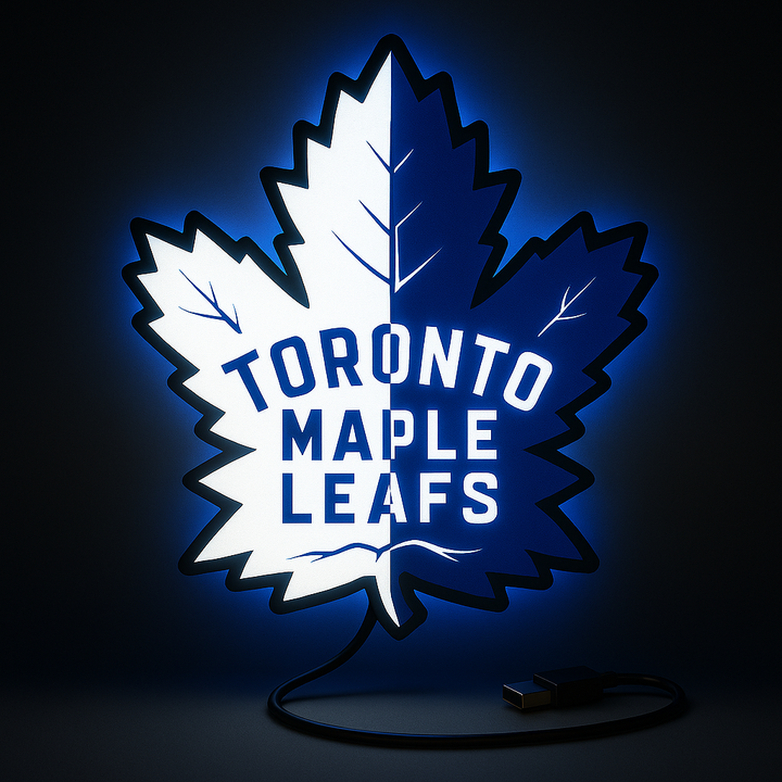 Illuminated Toronto Maple Leafs Split Logo LED Sign