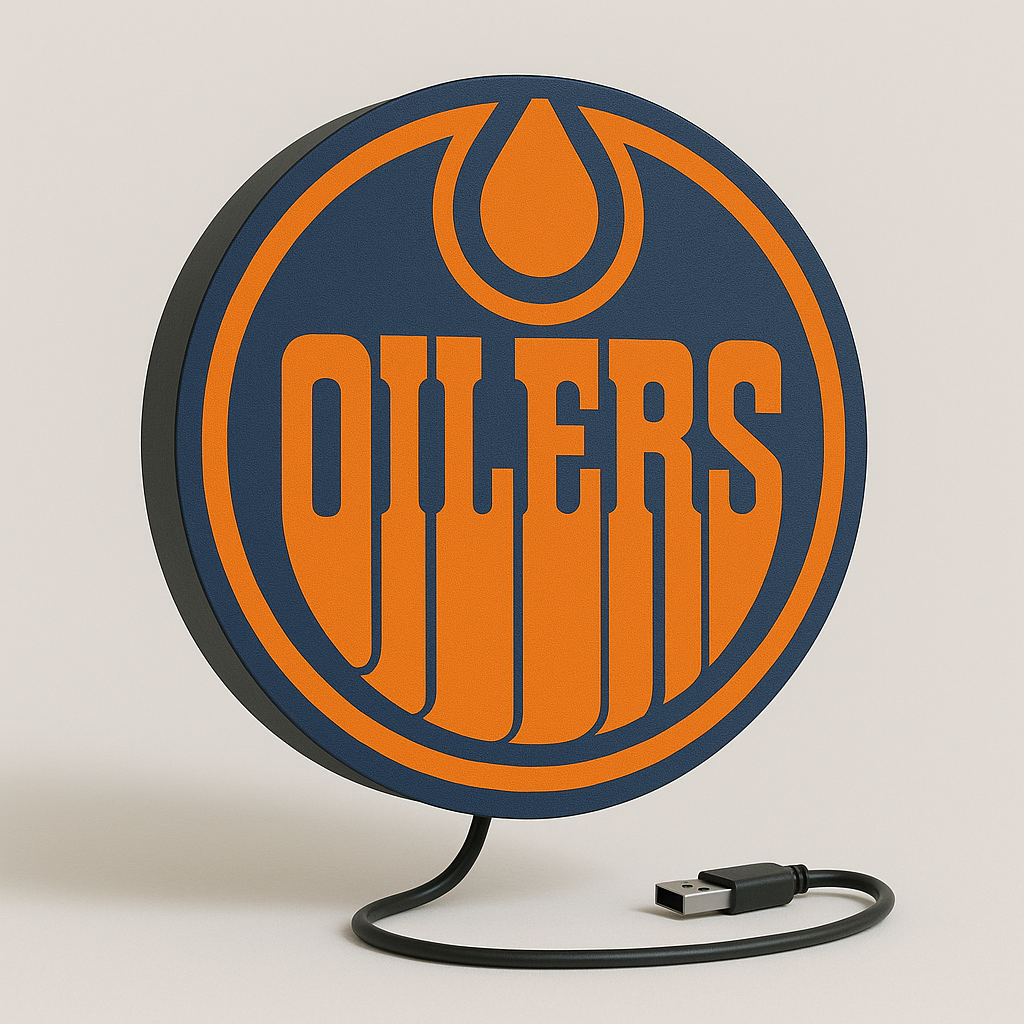 Edmonton Oilers Orange LED Bar Light – Hockey Fan Cave Sign – Sign Guy
