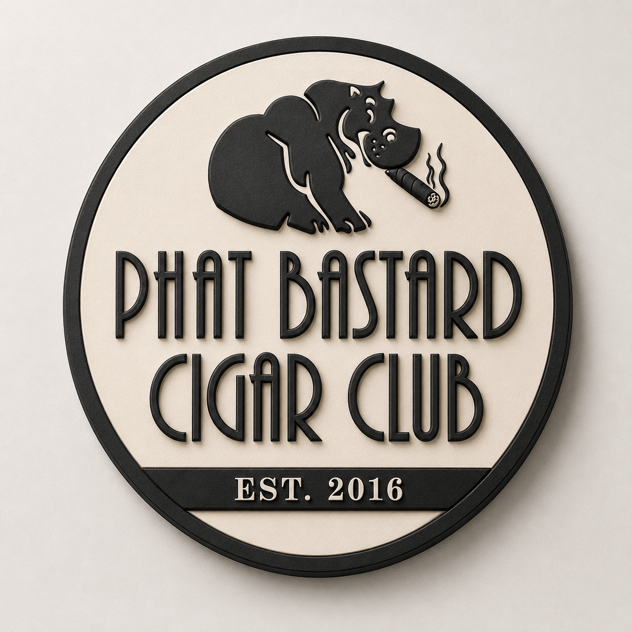 PB Cigar Club custom 3D plaque with raised logo detail