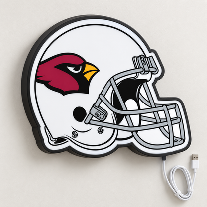 Arizona Cardinals Helmet LED Sign shown in daylight