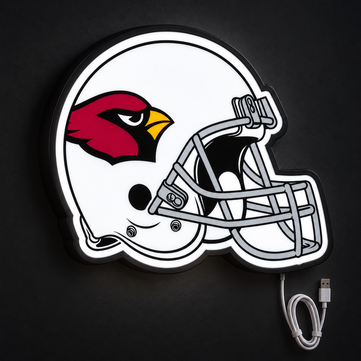 Arizona Cardinals Helmet LED Sign illuminated at night