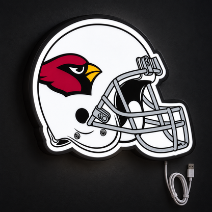 Arizona Cardinals Helmet LED Sign illuminated at night
