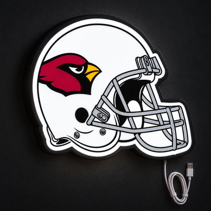 Arizona Cardinals Helmet LED Sign illuminated at night