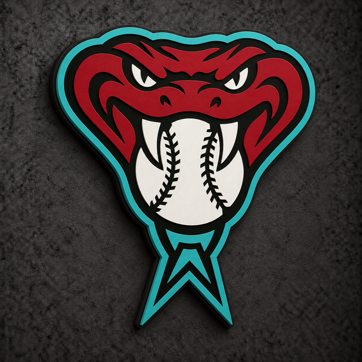 Arizona Diamondbacks 3D Plaque with raised layered artwork on a dark charcoal wall