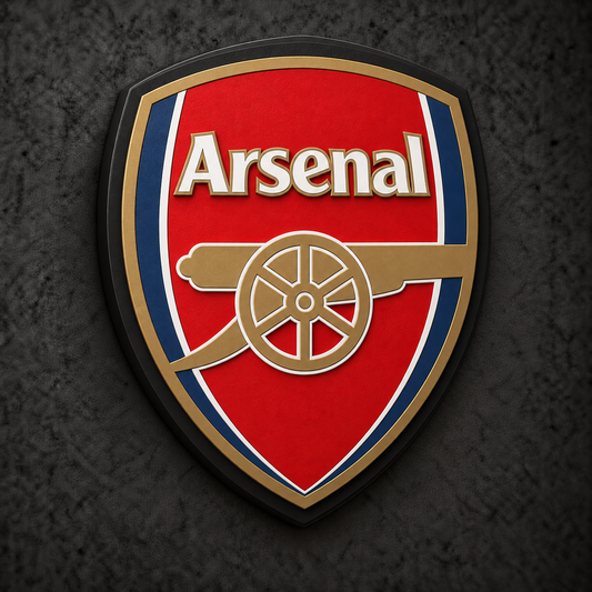 Arsenal FC 3D Plaque with raised layered artwork on a dark charcoal wall