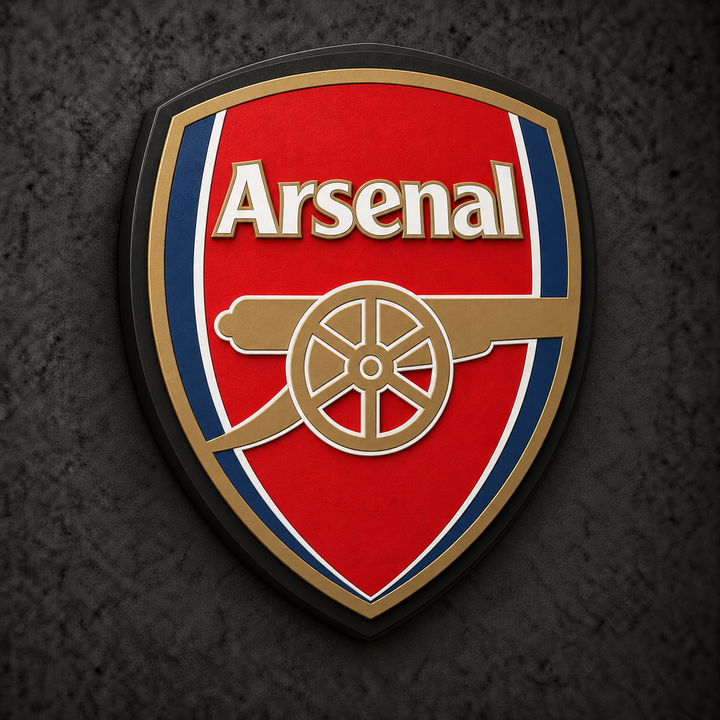Arsenal FC 3D Plaque with raised layered artwork on a dark charcoal wall