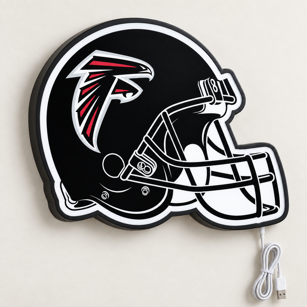 Atlanta Falcons Helmet LED Sign shown in daylight