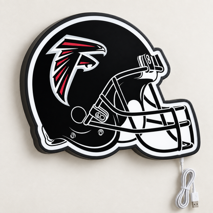 Atlanta Falcons Helmet LED Sign shown in daylight